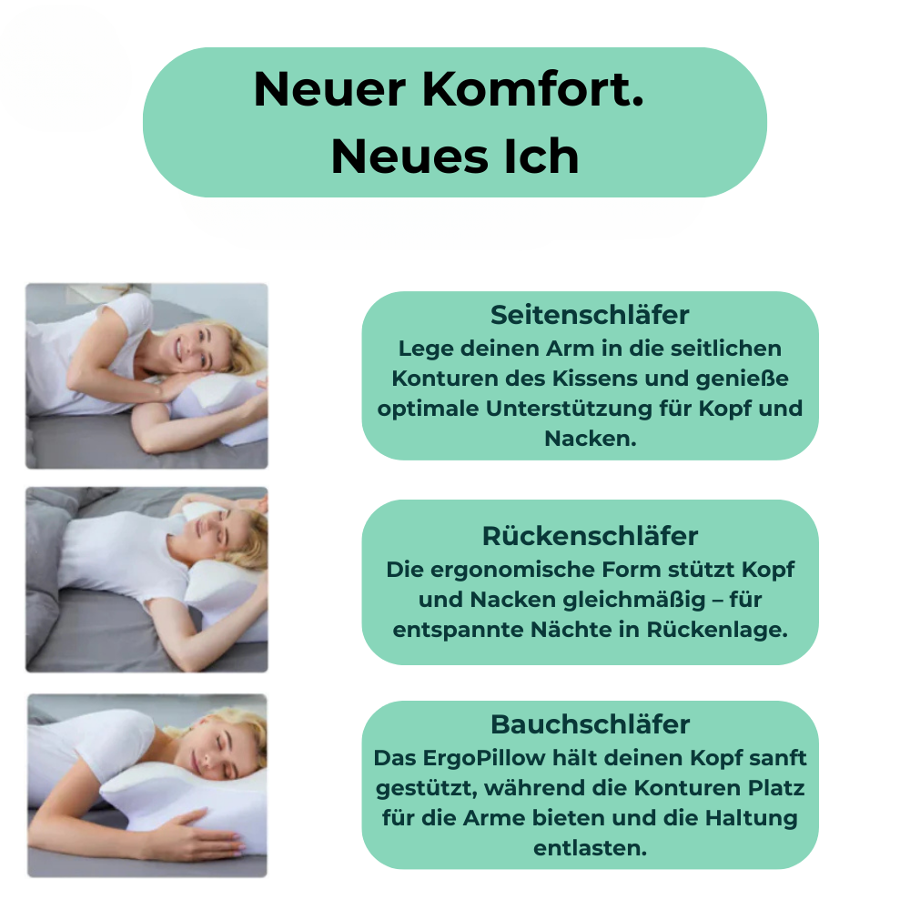 ErgoPillow Nackenkissen für natürliche Schmerzlinderung – Komfort & Ergonomie