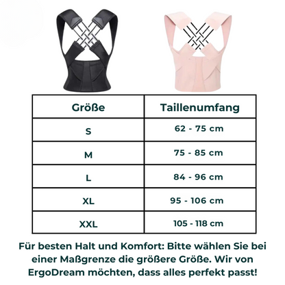 ErgoAlign Rücken-Haltungskorrektur – Größentabelle